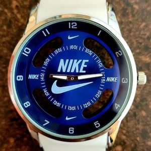 Nike Watch Hollow Analog Sports Silicone Band Blue Face Adult Size Men's